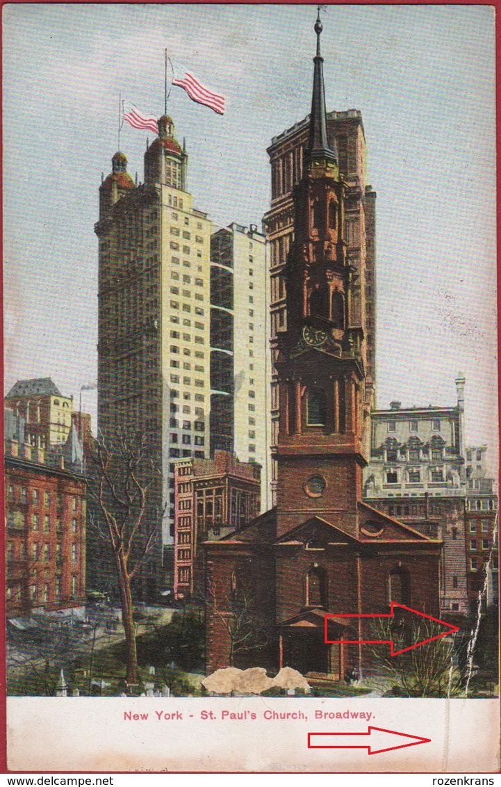 New York St Pauls Church Broadway United States USA Reclame Elexir D'Anvers Antwerpen Liqueur Balsam Aperitif Postcard - Manhattan