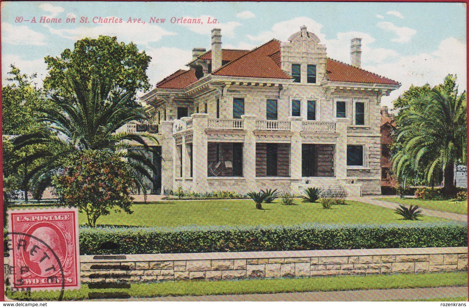 Louisiana New Orleans A Home On Saint St. Charles Ave. Avenue United States USA Old Postcard 1909 (Very Good Condition) - New Orleans