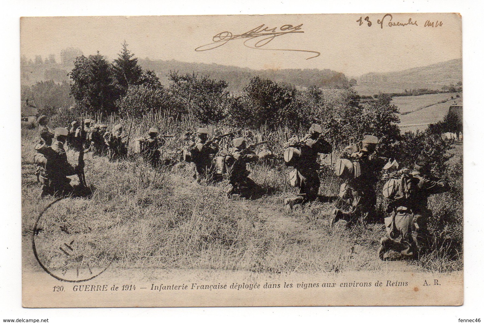 La Grande Guerre 1914  - Infanterie Française Déployée Dans Les Vignes Aux Environs De Reims - Animée - 1914 (I72) - Guerre 1914-18