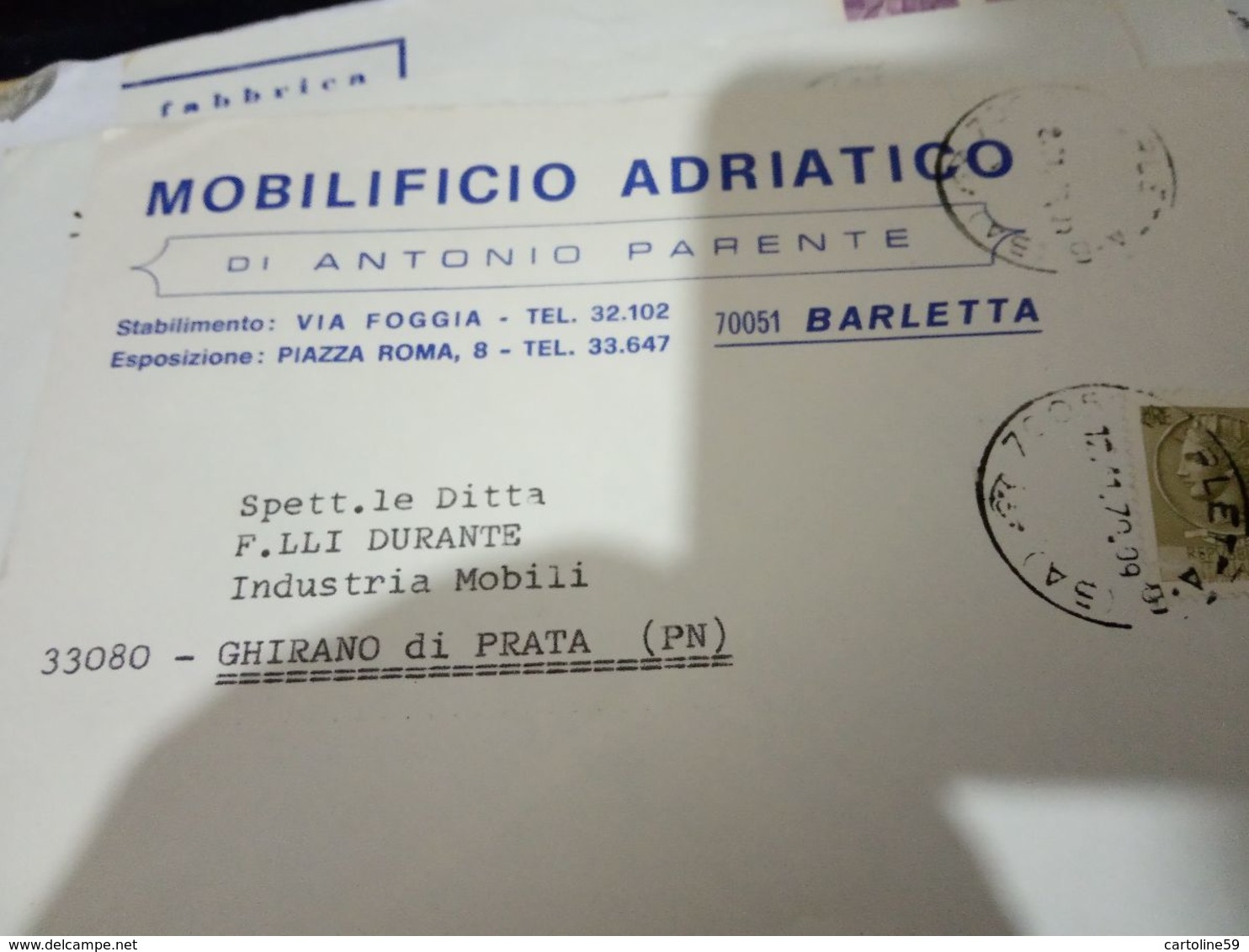 BARLETTA BUSTA DITTA MOBILI MOBILIFICIO  ADRIATICO  A PARENTE VB1970 HH2450 - Barletta