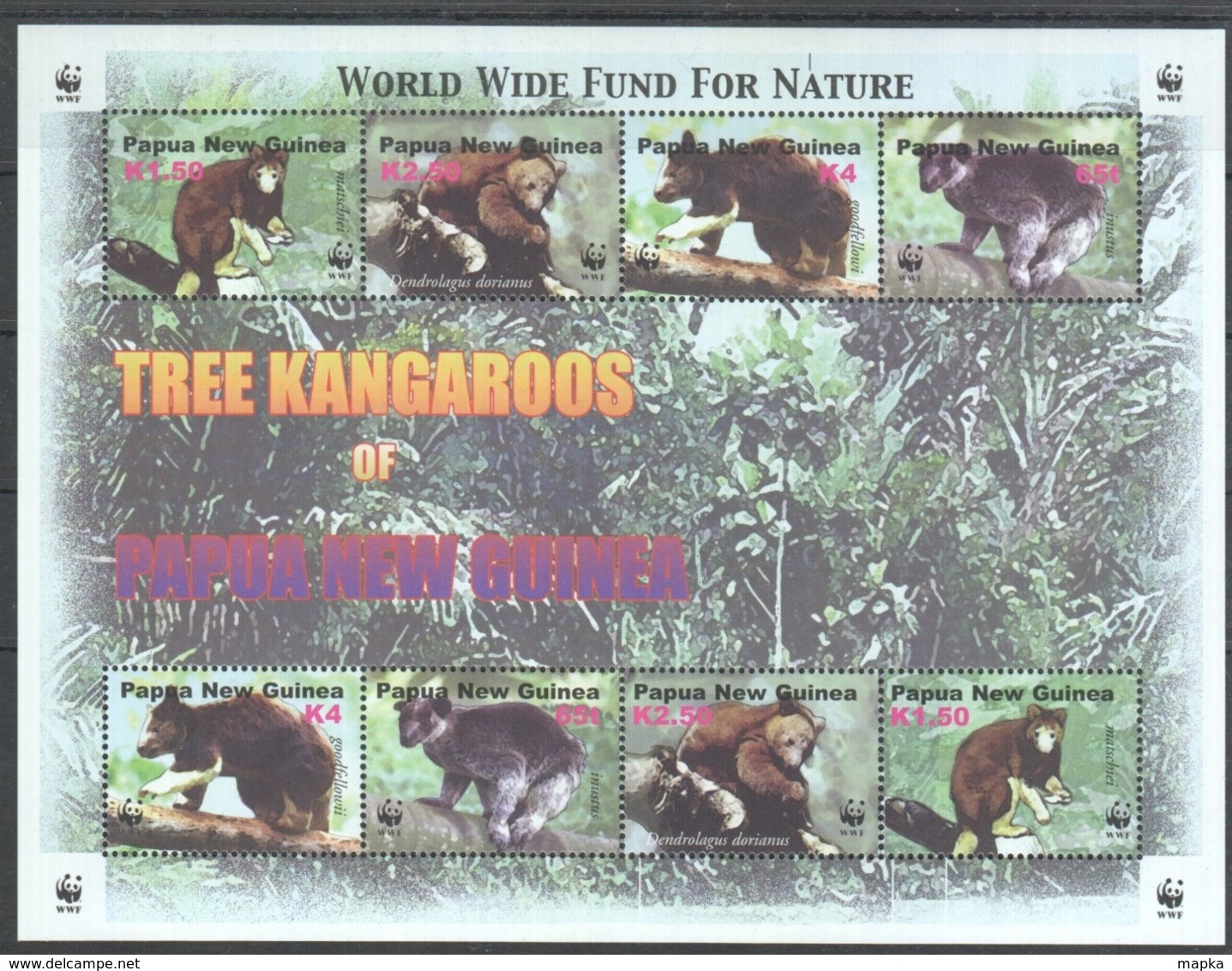 PK206 PAPUA NEW GUINEA WWF WILD ANIMALS TREE KANGAROOS MICHEL 14 EURO KB MNH - Otros & Sin Clasificación