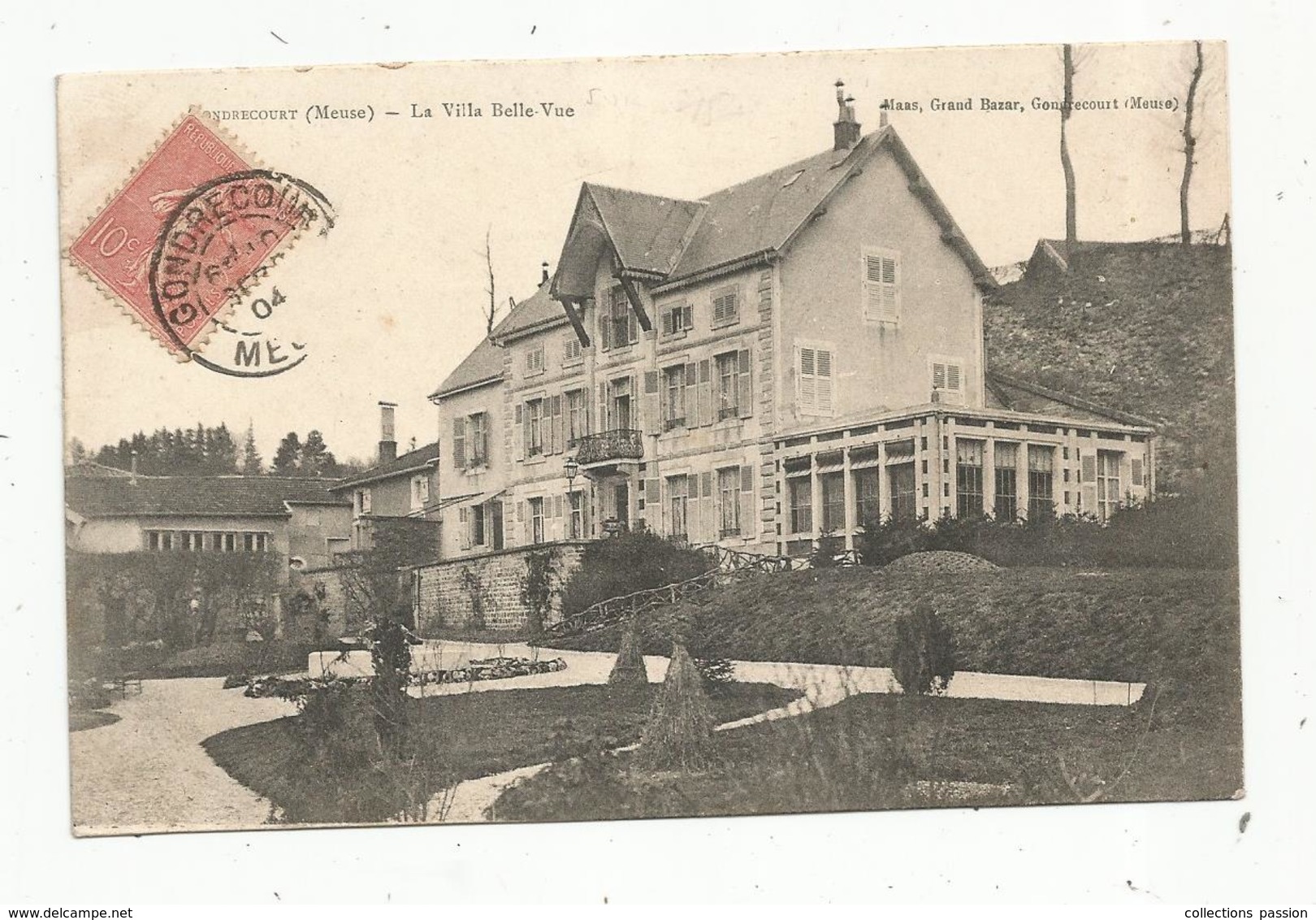 Cp, 55 , GONDRECOURT ,la Villa BELLE VUE , Voyagée 1904 - Gondrecourt Le Chateau