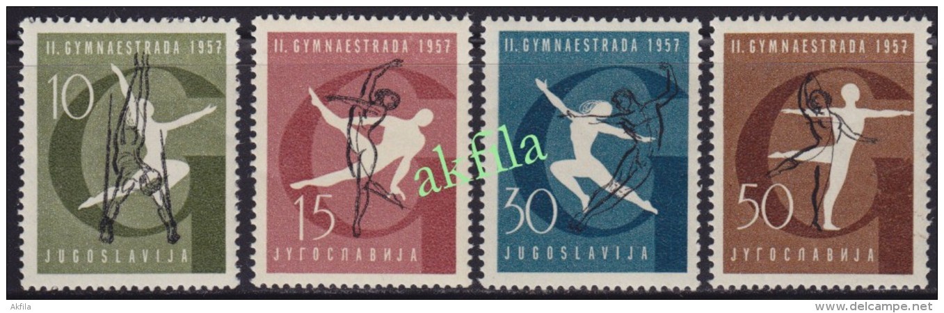 Yugoslavia 1957, 2nd Gymnastics Festival In Zagreb, MNH (**) Michel 823-826 - Nuevos