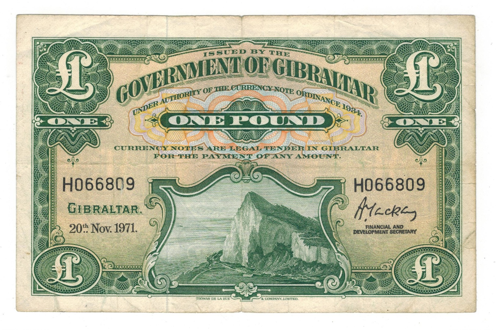 Gibraltar 1 Pound 1971, VF. - Gibraltar