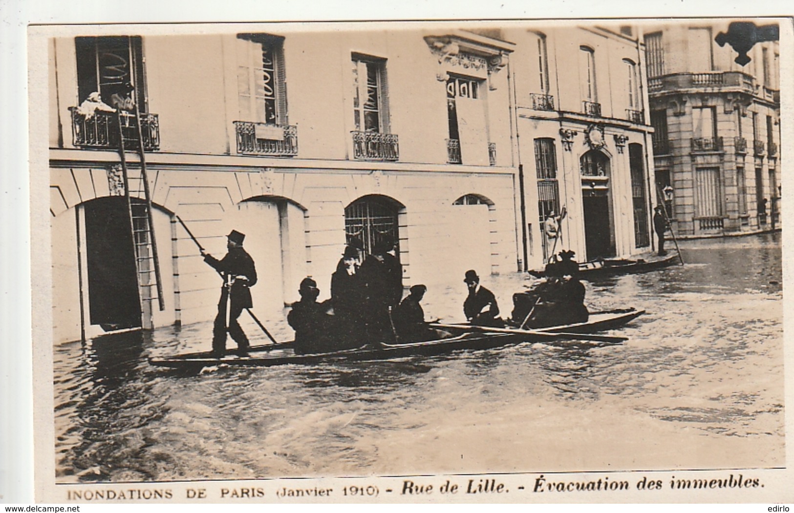 ***  75  *** Inondations De PARIS 1910 Rue De LILLE évacuation Des Immeubles - Neuve Excellent état - Inondations De 1910