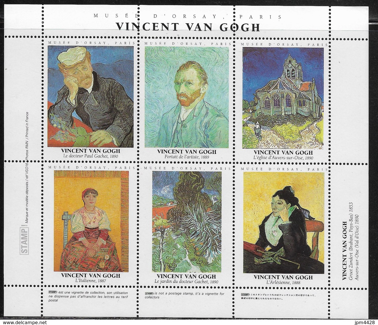 Vignette Bloc Neuf ** De 6 Vignettes Musée D'Orsay -  Van Gogh - Thémes Peinture,  Portraits Et Divers - Blocs & Carnets