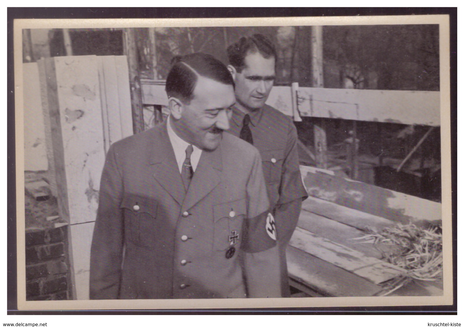 DT- Reich (008367) Propaganda Sammelbild Adolf Hitler" Bild 113, Der Führer Und Rudolf Hess Besichtigen Den Bau - Briefe U. Dokumente