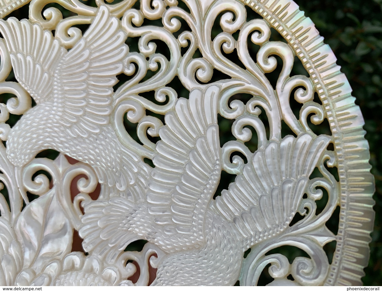 Magnifique Coquille D'huitre Perlière Sculptée - NACRE - "Carved Mother Of Pearl" - Art Asiatique