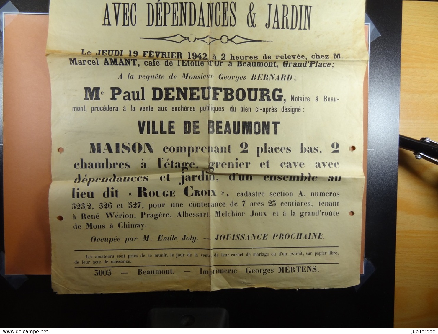 Ville De Beaumont Vente Publique D'une Maison Lieu Dit "Rouge Croix" - Affiches