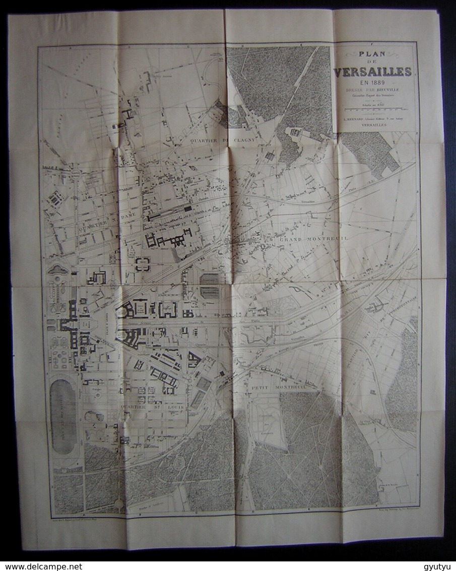 Grand Plan De Versailles En 1889 Dressé Par Bieuville 56 Cms Sur 45 Cms Voir Photos Pour Le Détail - Mapas Geográficas