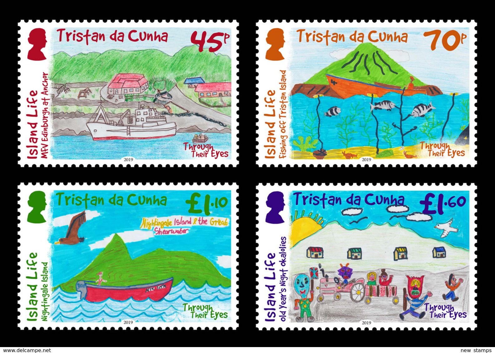 Tristan Da Cunha 2019 Island Life Through Their Eyes Ship Boat Fishes 4v MNH - Barche