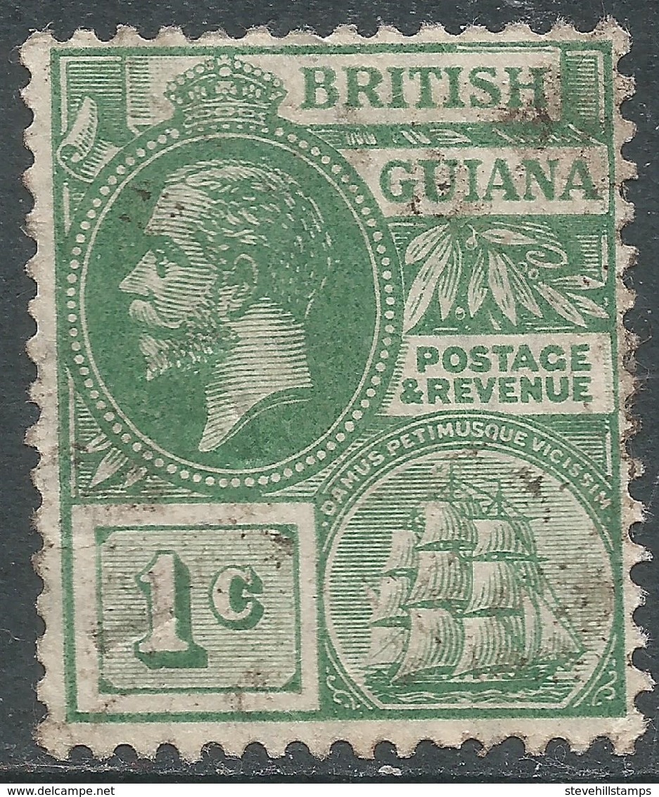 British Guiana. 1913-21 KGV. 1c Used. Mult Crown CA W/M. SG 259a - British Guiana (...-1966)