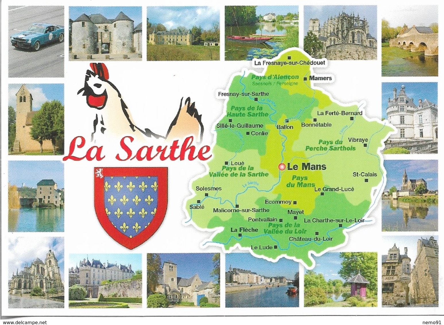 CARTES GÉOGRAPHIQUES - 72 LA SARTHE - 16 PETITES VUES + LA CARTE DU DÉPARTEMENT - CPM - VIERGE - - Mapas