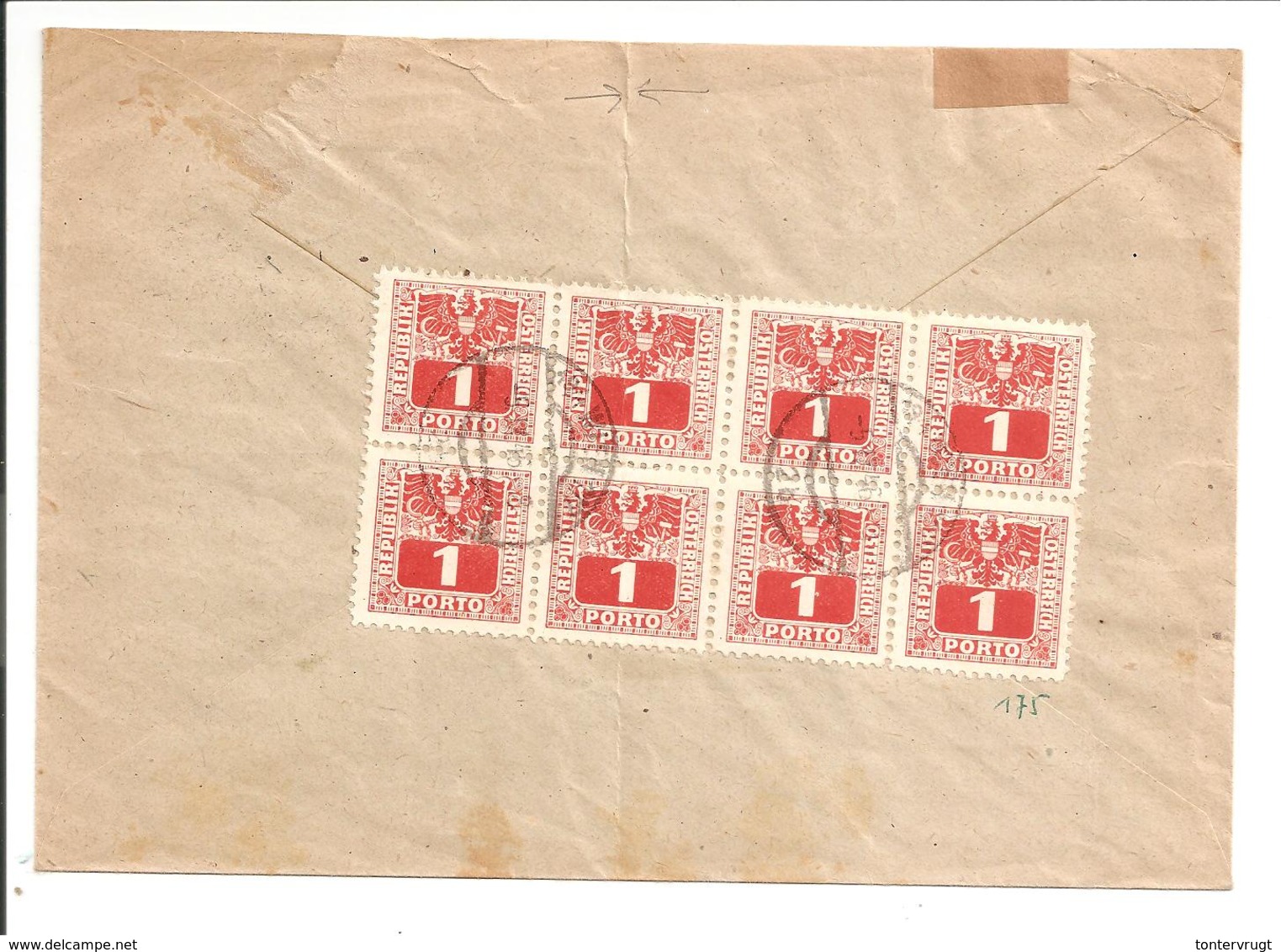 Österreich Nachporto Behörden Brief Wien. 8-ER BLOCK 1Pf Ausgabe 1945 Mi 175 - Postage Due