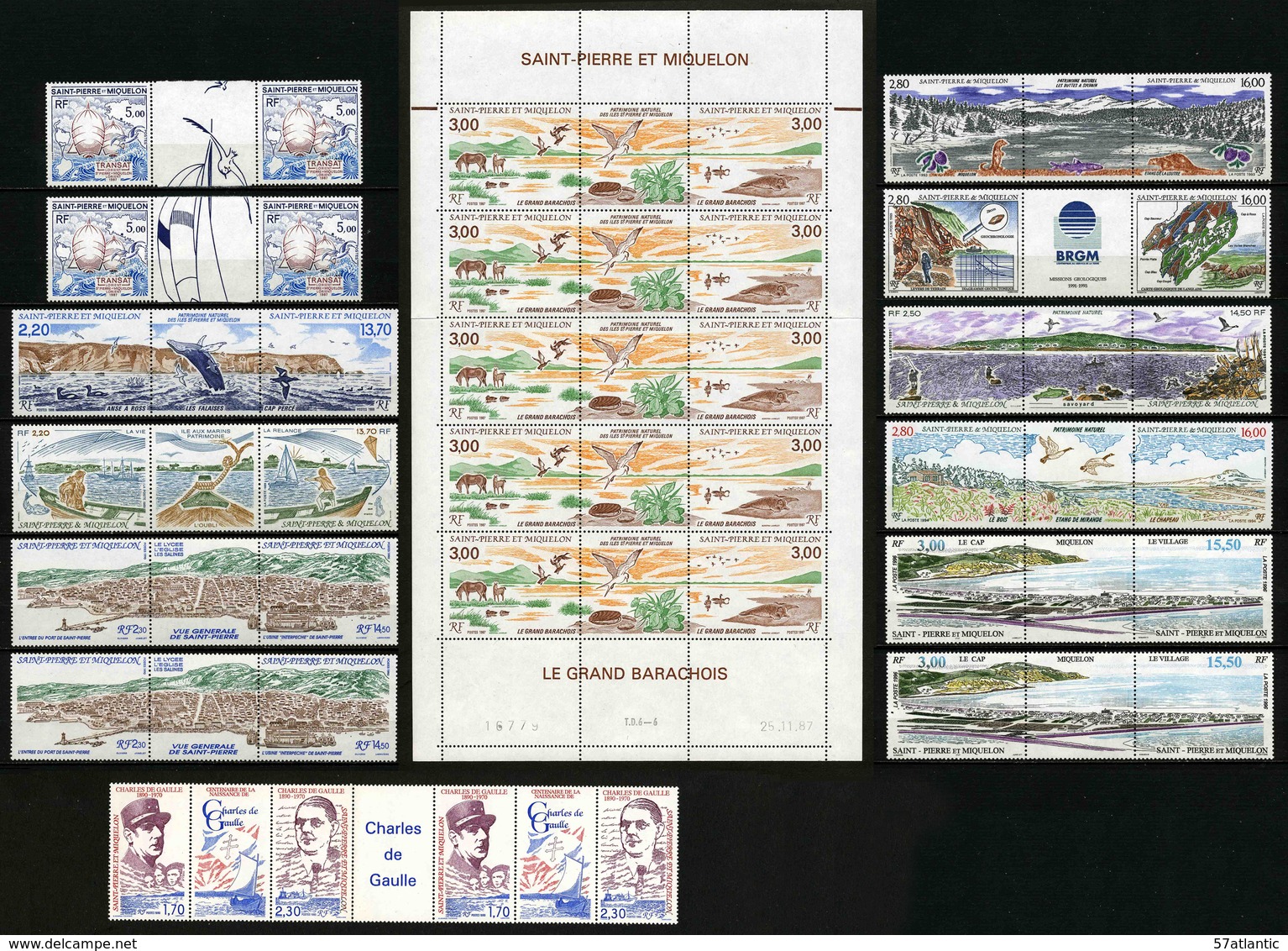 SPM - SAINT PIERRE ET MIQUELON - LOT DE 19 TRIPTYQUES NEUFS ** - Collections, Lots & Series