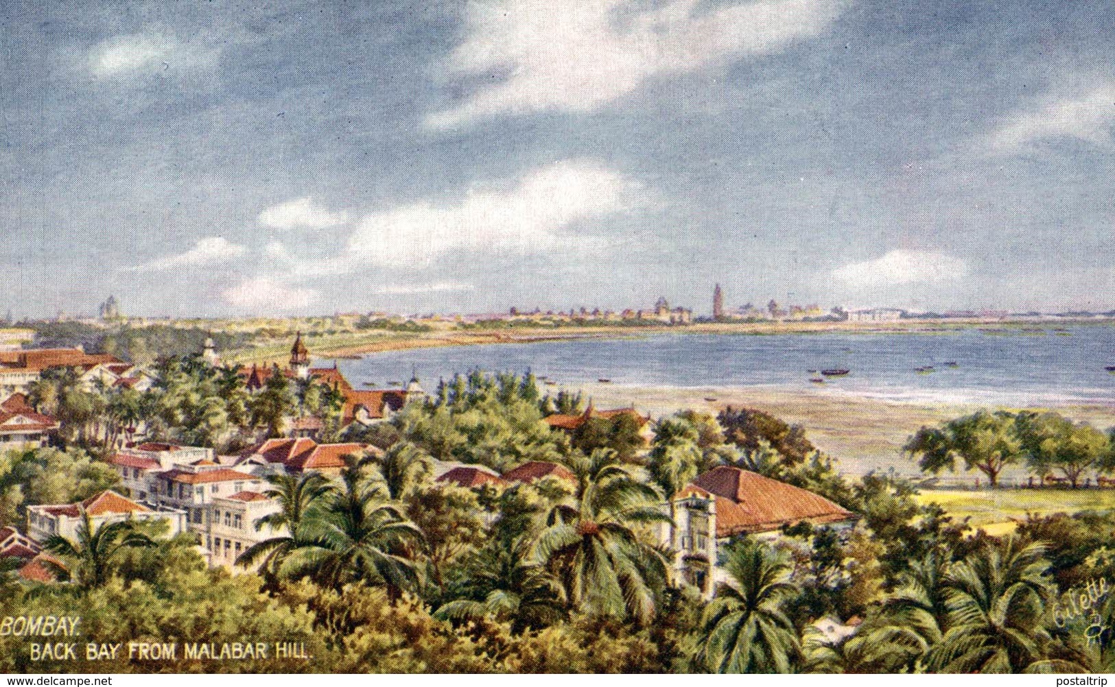 Bombay, Back Bay From Malabar Hill. INDIA // INDE. - India