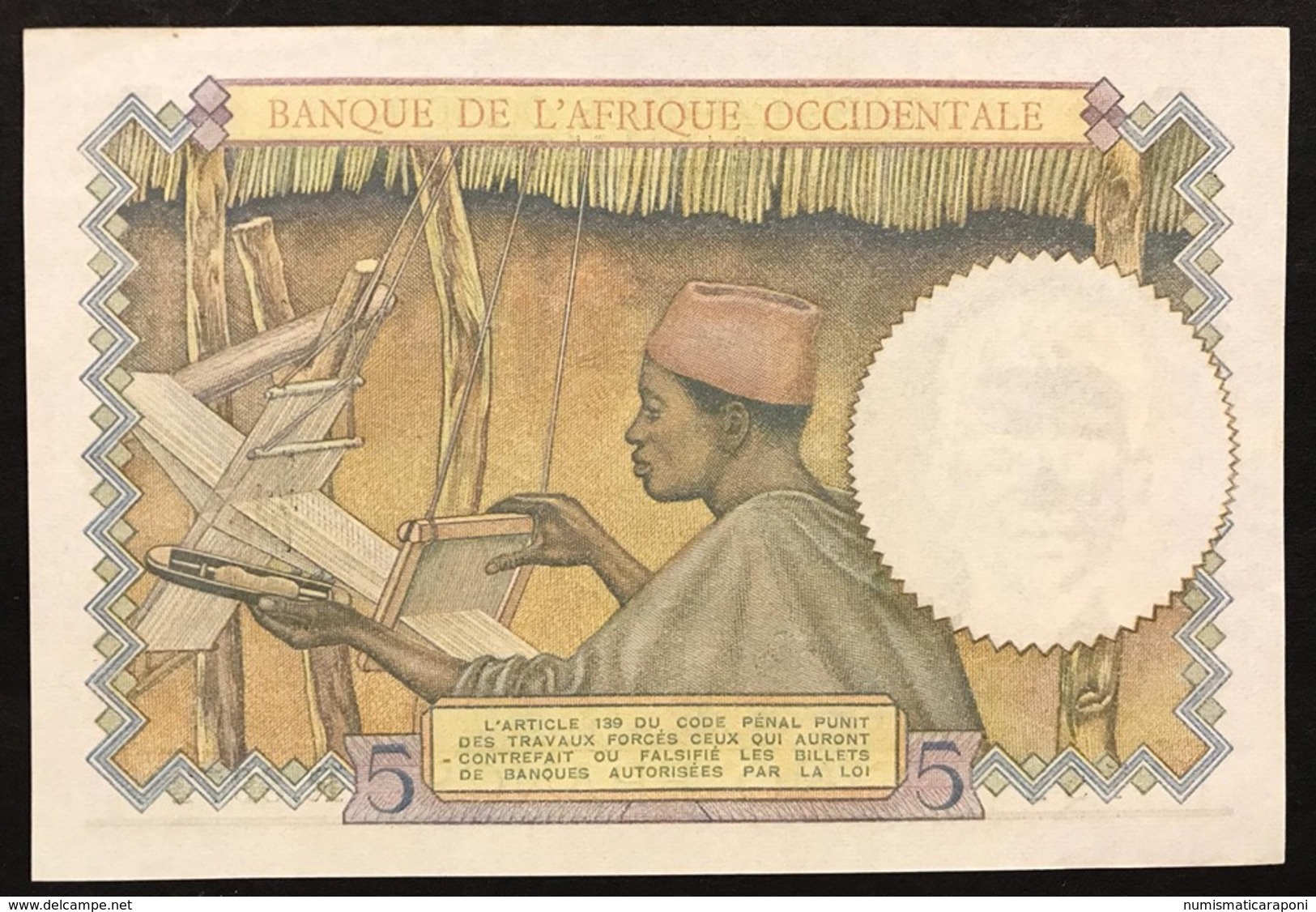 BANQUE DE L' AFRIQUE OCCIDENTALE  5 FRANCS  6  5 1942  Pick#25 Sup Lotto 3029 - Autres - Afrique