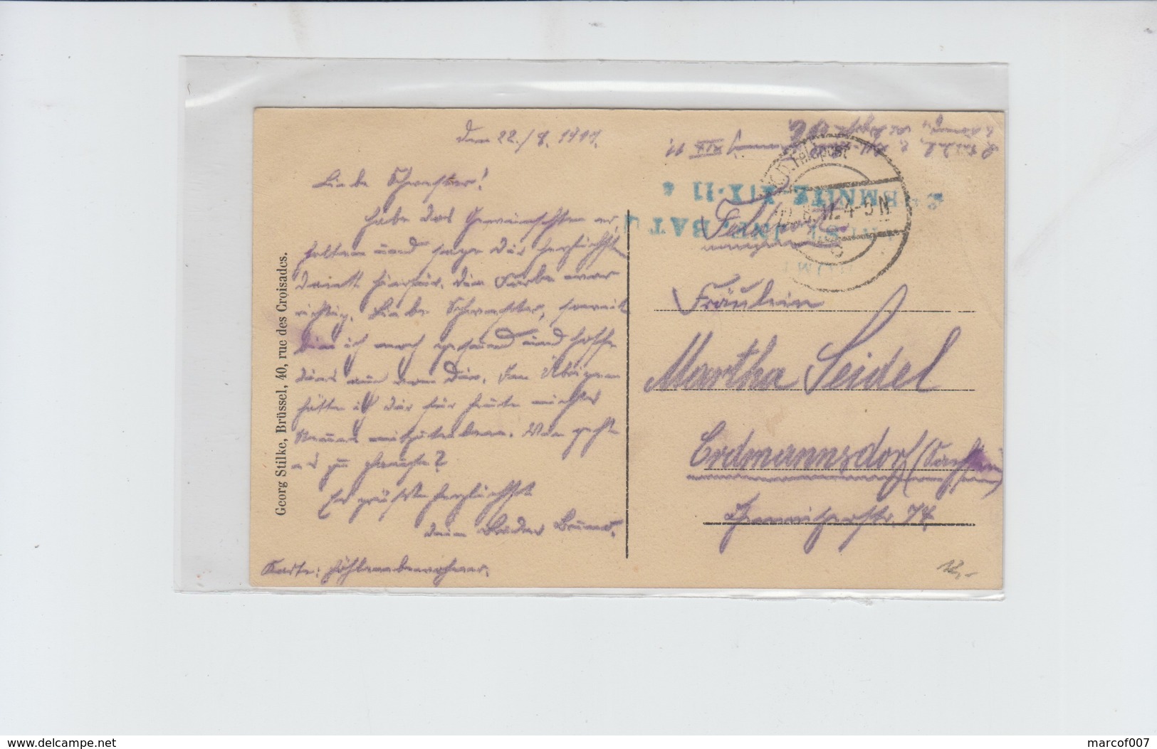 BELLE CPA EN FRANCHISE MILITAIRE POUR Erdmannsdorf  - ALLEMAGNE + CACHET ALLEMAND - 1917 - Zonder Portkosten