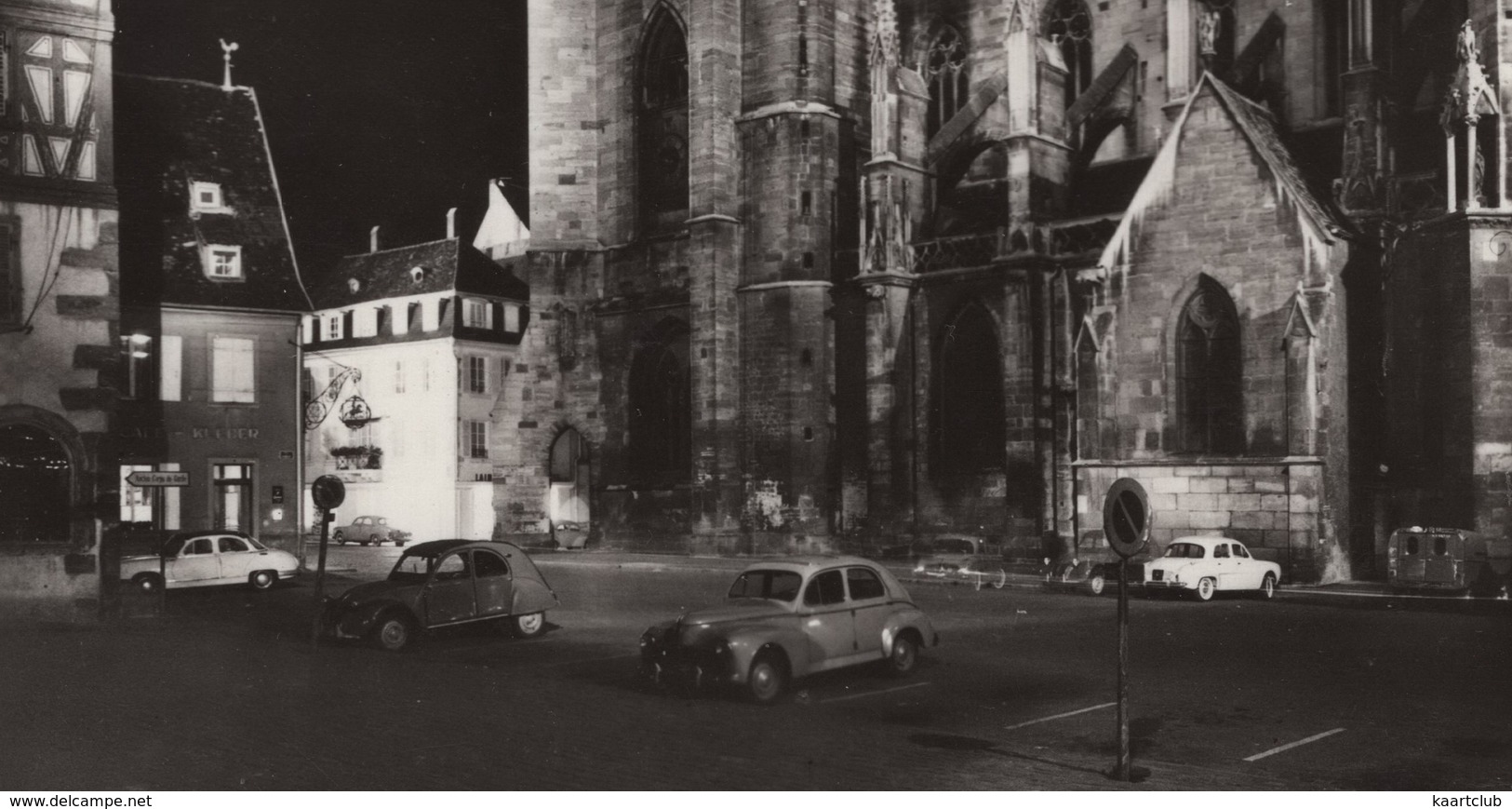 Colmar: PEUGEOT 203, PANHARD DYNA Z, CITROËN 2CV, AZU, RENAULT DAUPHINE - Cathédrale Saint-Martin, La Nuit - Passenger Cars