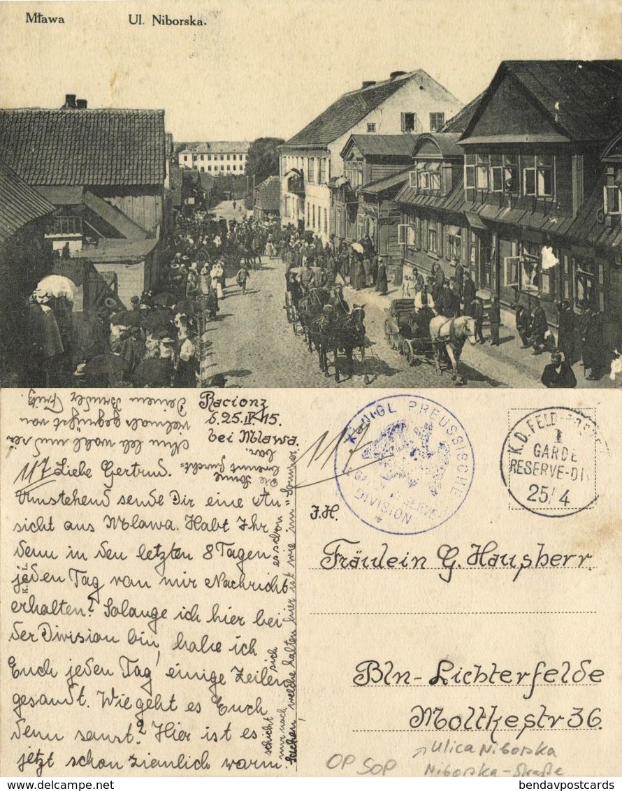 Poland Germany, MŁAWA, Ul. Niborska (1915) East Prussia, Feldpost, Poland - Ostpreussen