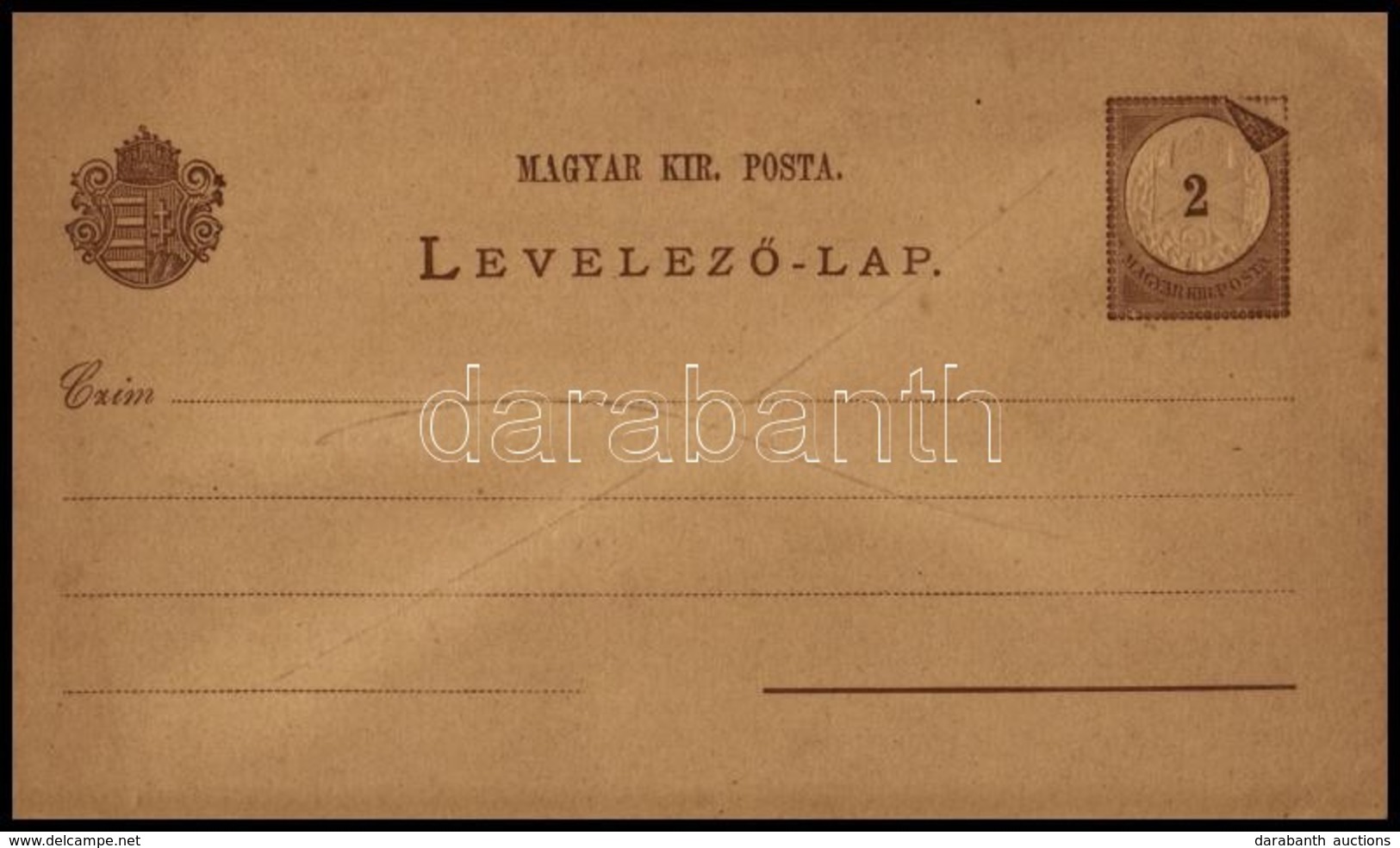 1882 2kr Használatlan Díjjegyes Levelezőlap, A Magyar Bélyegek Katalógusában Bemutatott Lemezhibával (galvánlemez Sérülé - Other & Unclassified