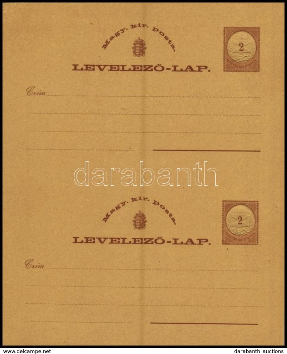 1876 2kr Díjjegyes Levelező Lap Pár, Az Eredeti Nyomólemezről Készült Nyomat Karton Papíron. Rendkívüli Ritkaság! / 2kr  - Autres & Non Classés