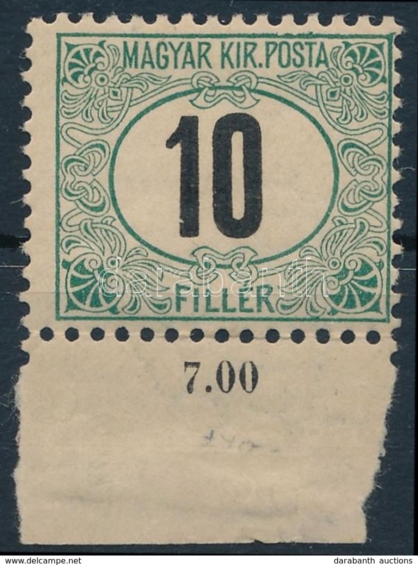 ** 1905 Zöldportó 'A' 10f ívszéli Bélyeg, Falc Az ívszélen (100.000) - Other & Unclassified