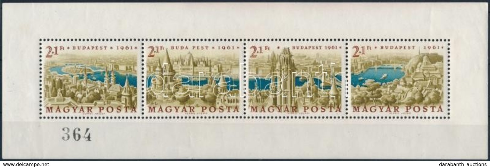 ** 1961 Budapest Panoráma Sorszámozott Fogazott Blokk (90.000) (alul Pici Beszakadás / Small Tear Below) - Autres & Non Classés