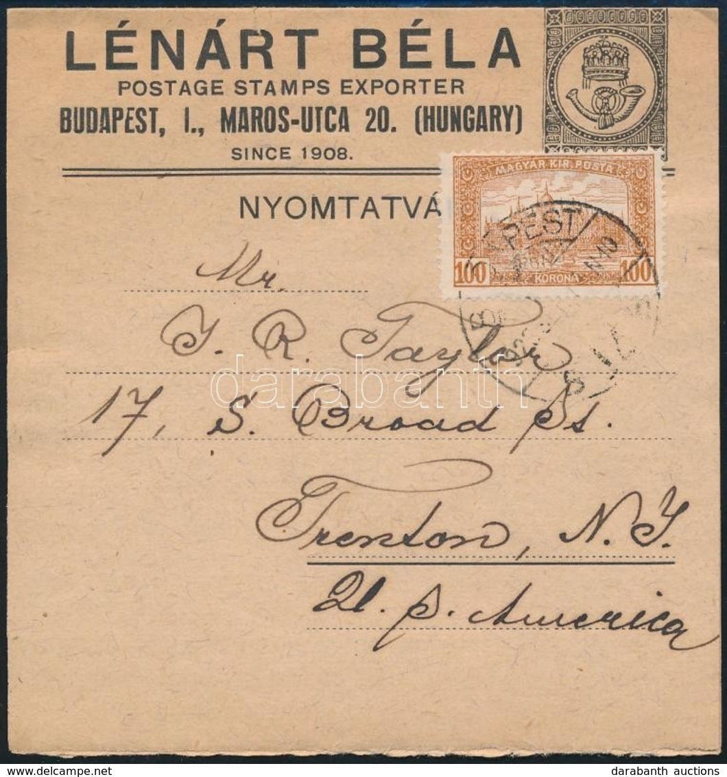 1923 Nyomtatvány Címszalag Az USA-ba - Other & Unclassified