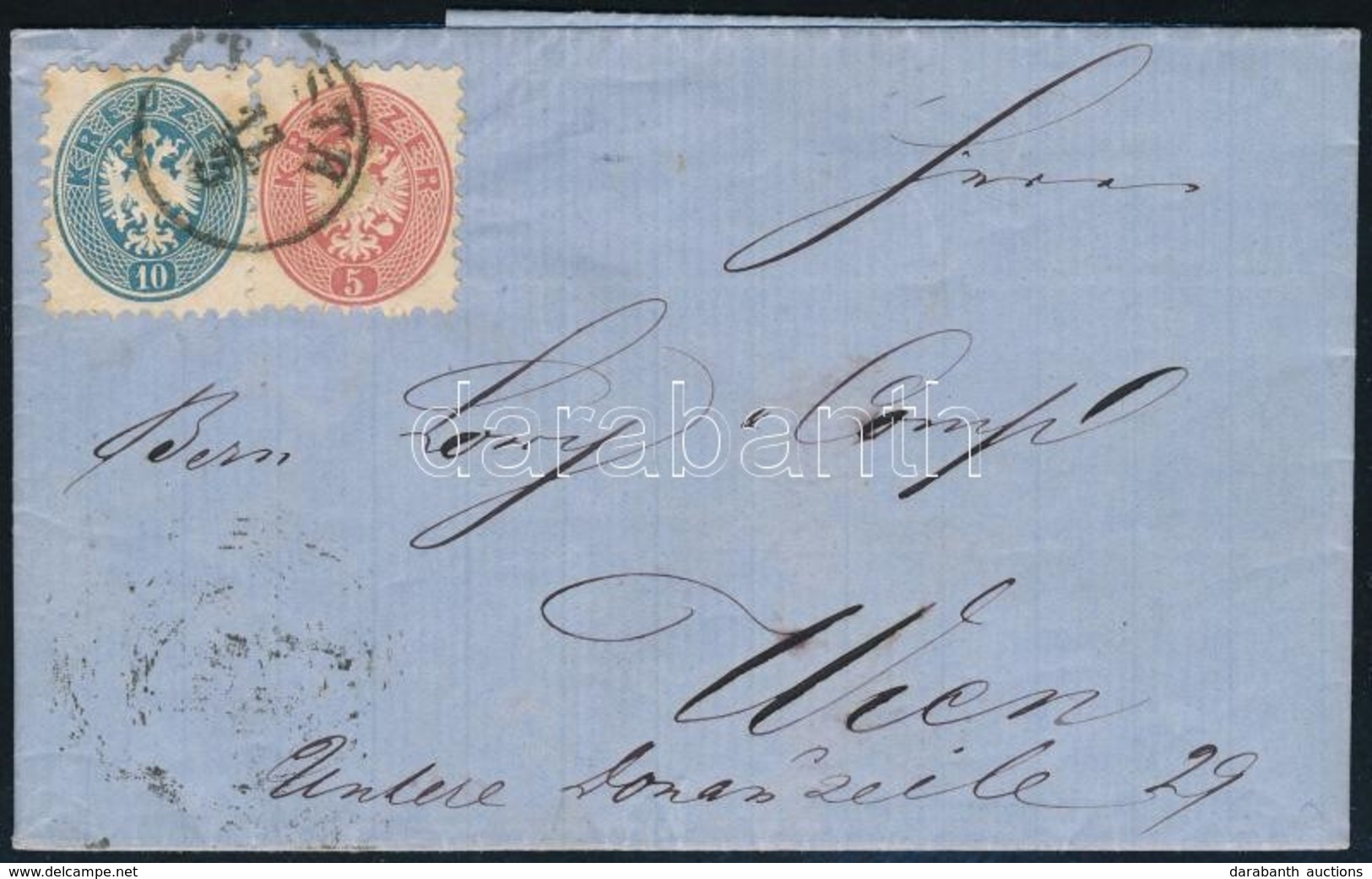 1865 5kr + 10kr Levélen 'PESTH' - Wien - Autres & Non Classés