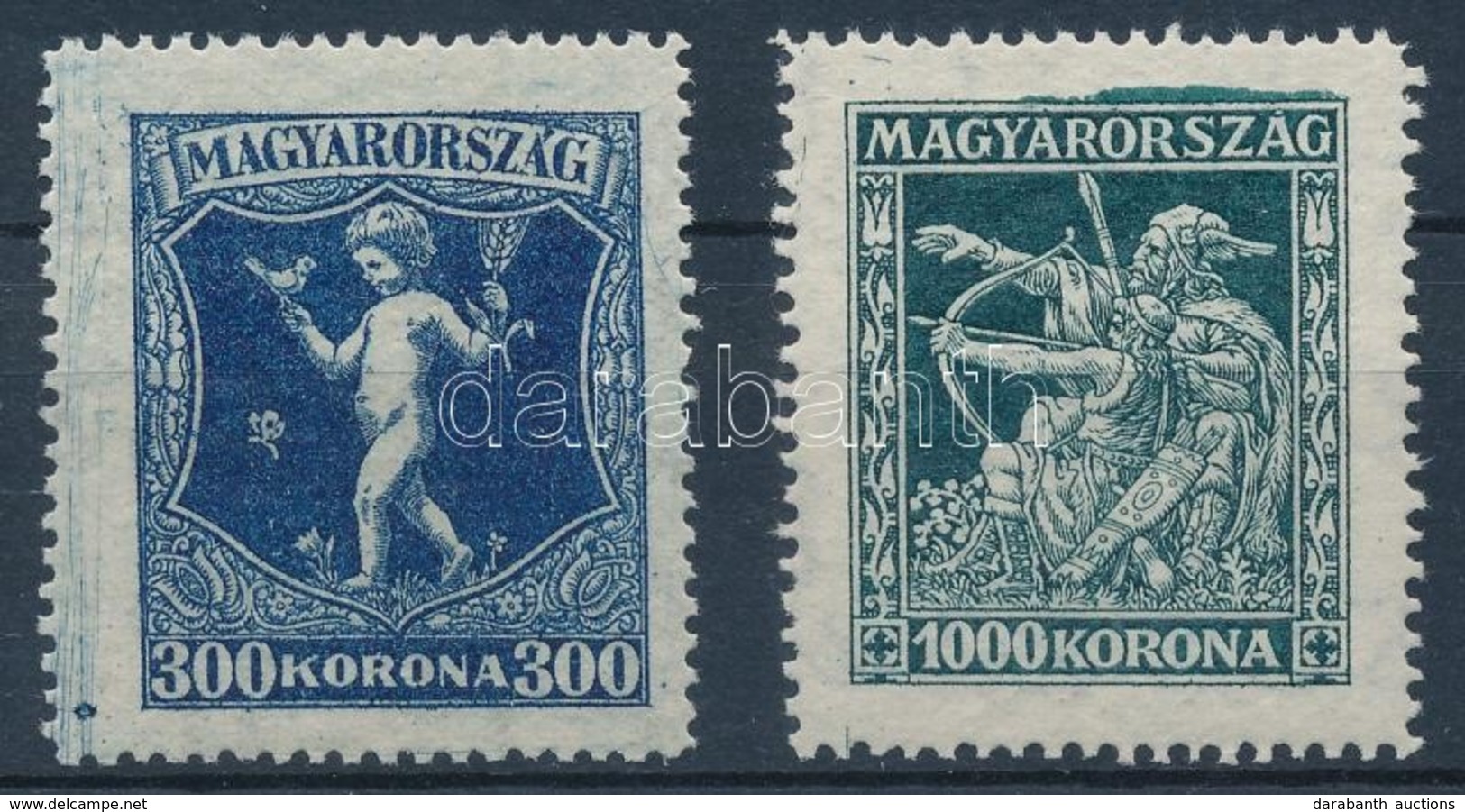 ** 1924 Jótékonyság (I.) 300K, 1000K Festékcsíkokkal, Festékfoltokkal - Other & Unclassified