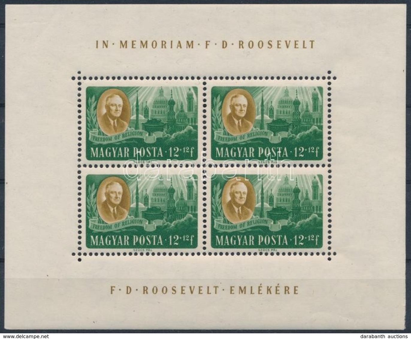 ** 1947 Roosevelt 12f Kisív - Sonstige & Ohne Zuordnung