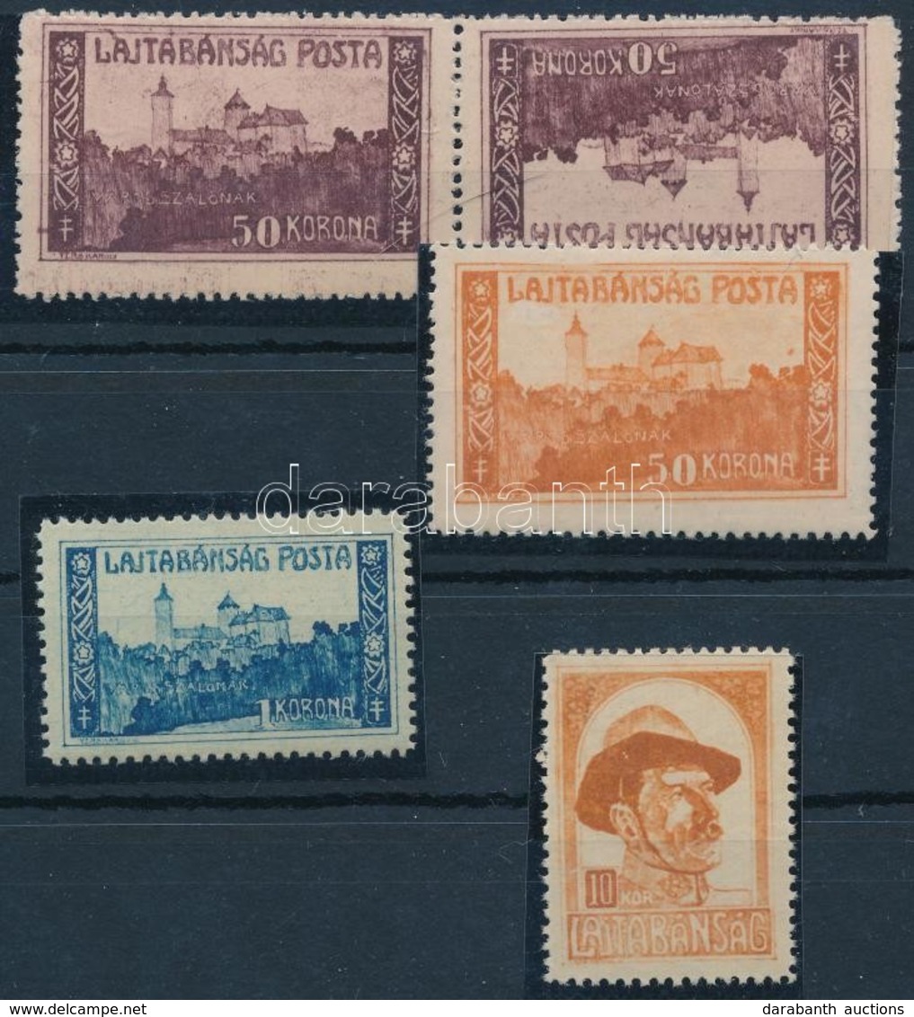 ** Nyugat Magyarország VII. 1921 Lajtabánság 3 Színpróba + Fordított Képállású Pár - Other & Unclassified