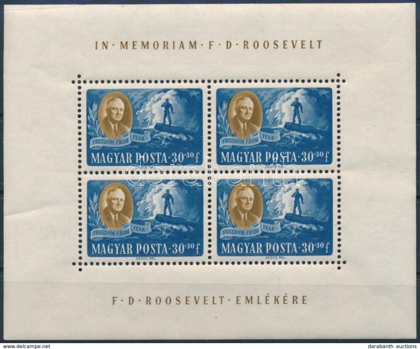 ** 1947 Roosevelt 30f Kisív ( Ránc / Crease) - Sonstige & Ohne Zuordnung