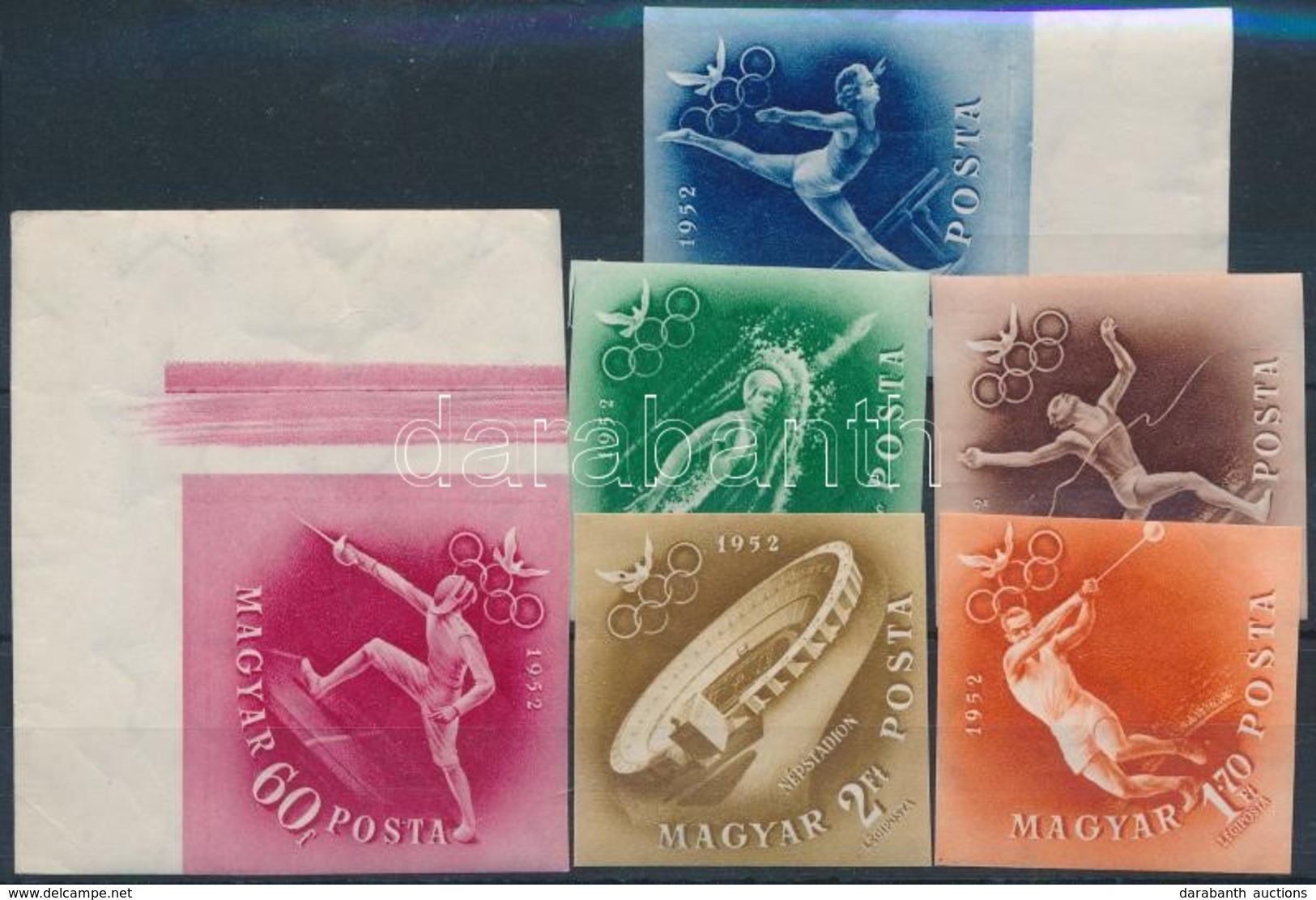 ** * 1952 Olimpia Vágott Sor (16.000) (60f, 1Ft Postatiszta / MNH) (törések / Creases) - Other & Unclassified