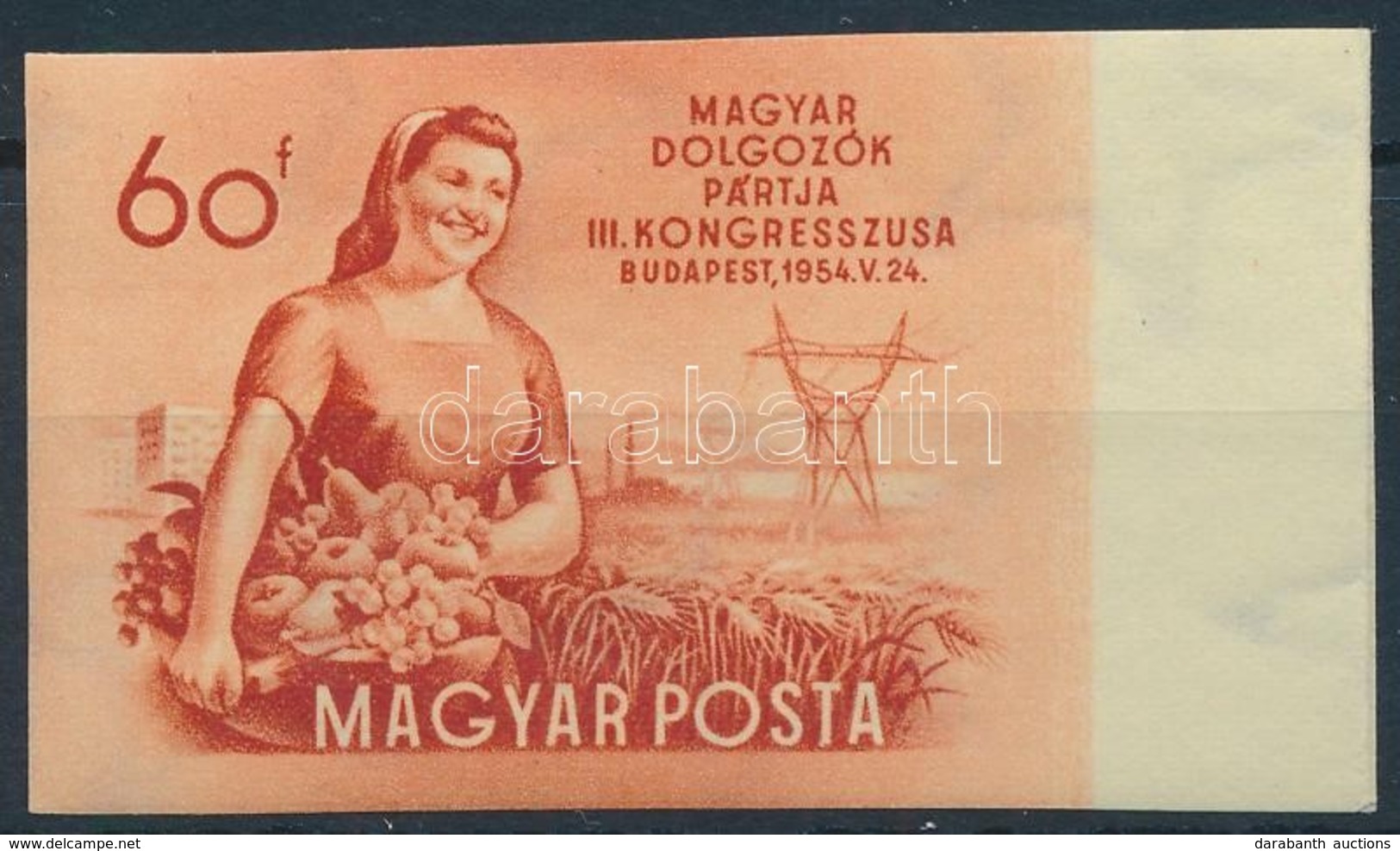 ** 1954 MDP Kongresszus (II.) ívszéli Vágott Bélyeg (8.000) - Other & Unclassified