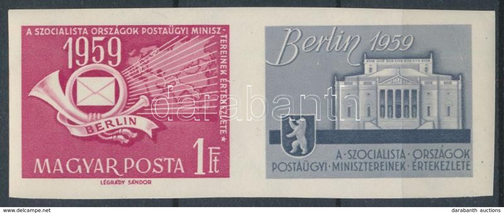 ** 1959 A Szocialista államok Közlekedésügyi Minisztereinek értekezlete (II.) - Berlin Vágott Bélyeg Jobb Oldali Szelvén - Autres & Non Classés