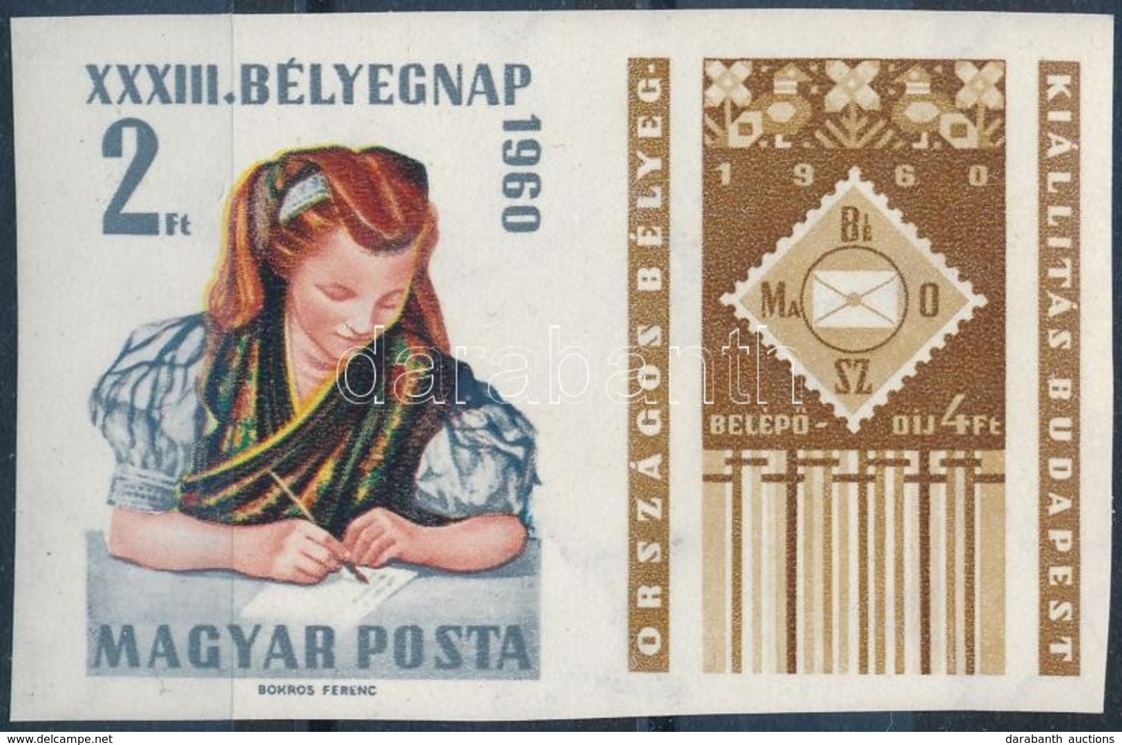 ** 1960 Bélyegnap (33.) Szelvényes Vágott Bélyeg (4.000) - Autres & Non Classés