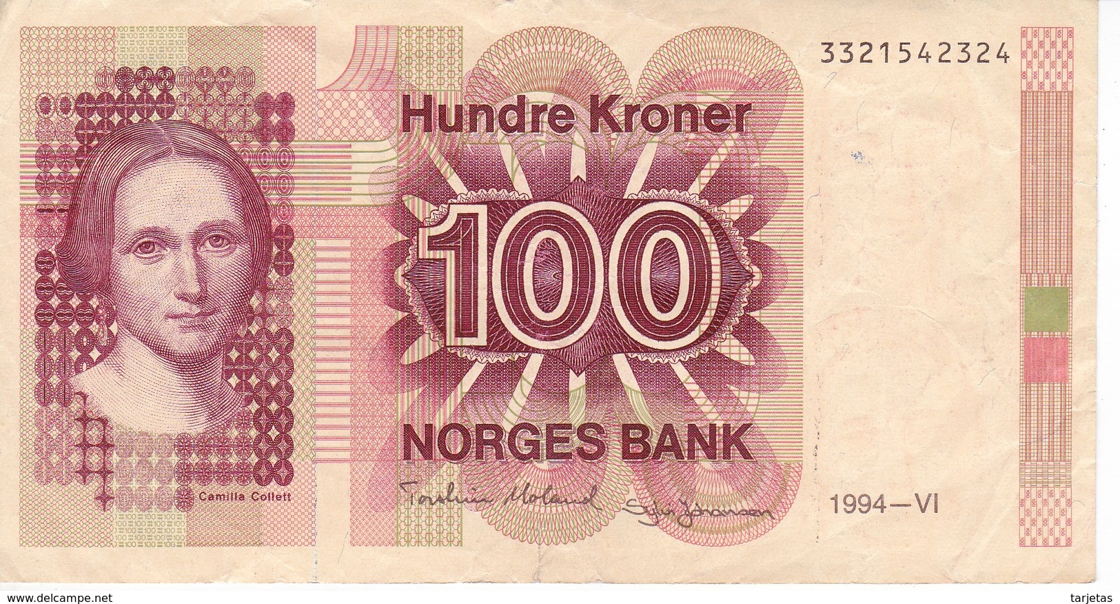 BILLETE DE NORUEGA DE 100 KRONER DEL AÑO 1994  (BANKNOTE) - Noruega
