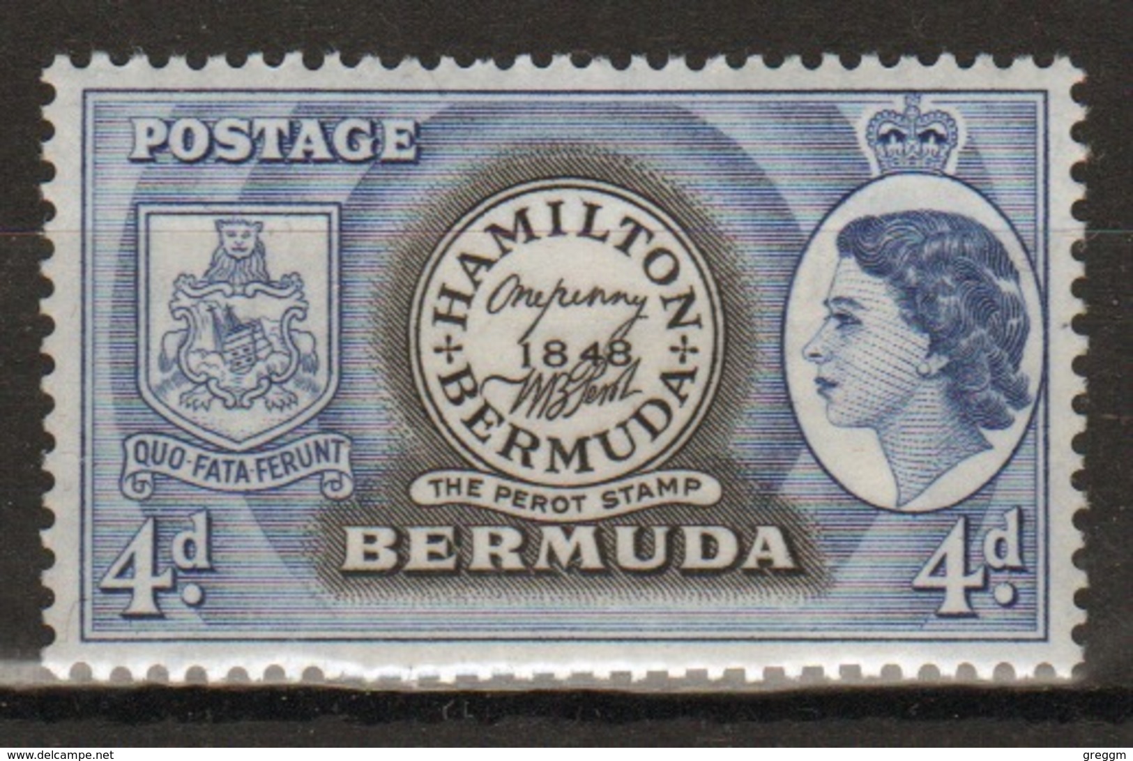 Bermuda Elizabeth II 4d Single Stamp From The 1953 Definitive Set. - Bermuda