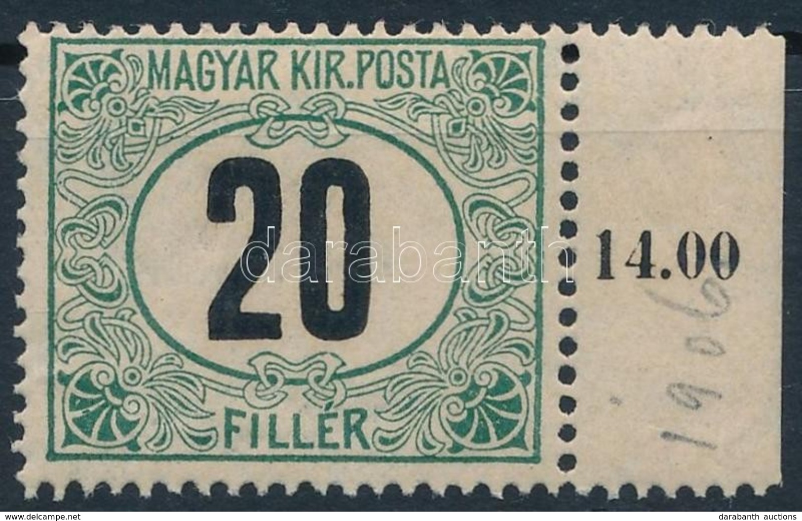 ** 1906 Zöldportó 20f 15-ös Fogazással (16.000) - Other & Unclassified