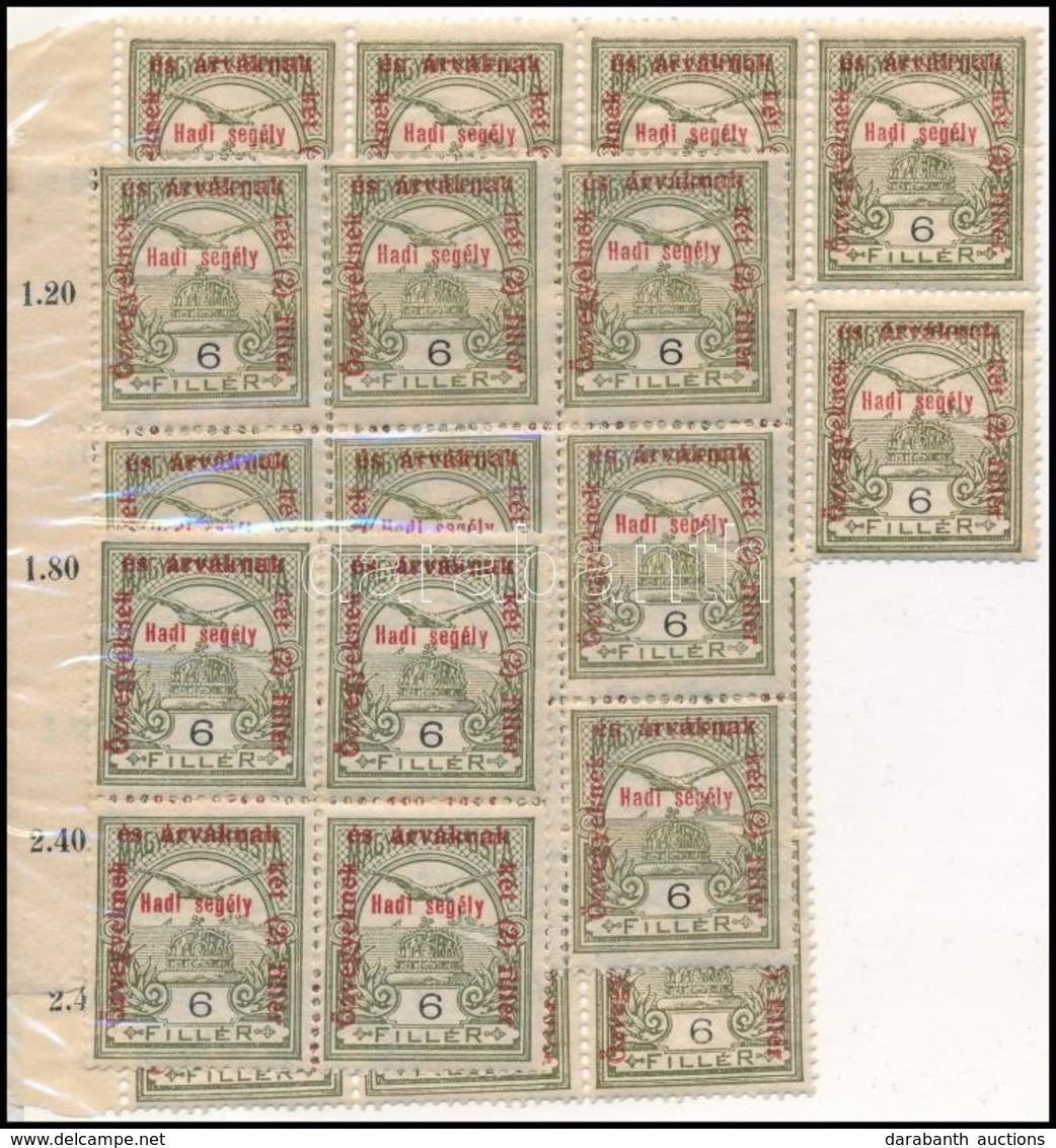 ** 1915 Hadisegély II. 6f ívszéli összefüggésekben, 27 Db Bélyeg, Benne 7 Db II. Típusú - Sonstige & Ohne Zuordnung