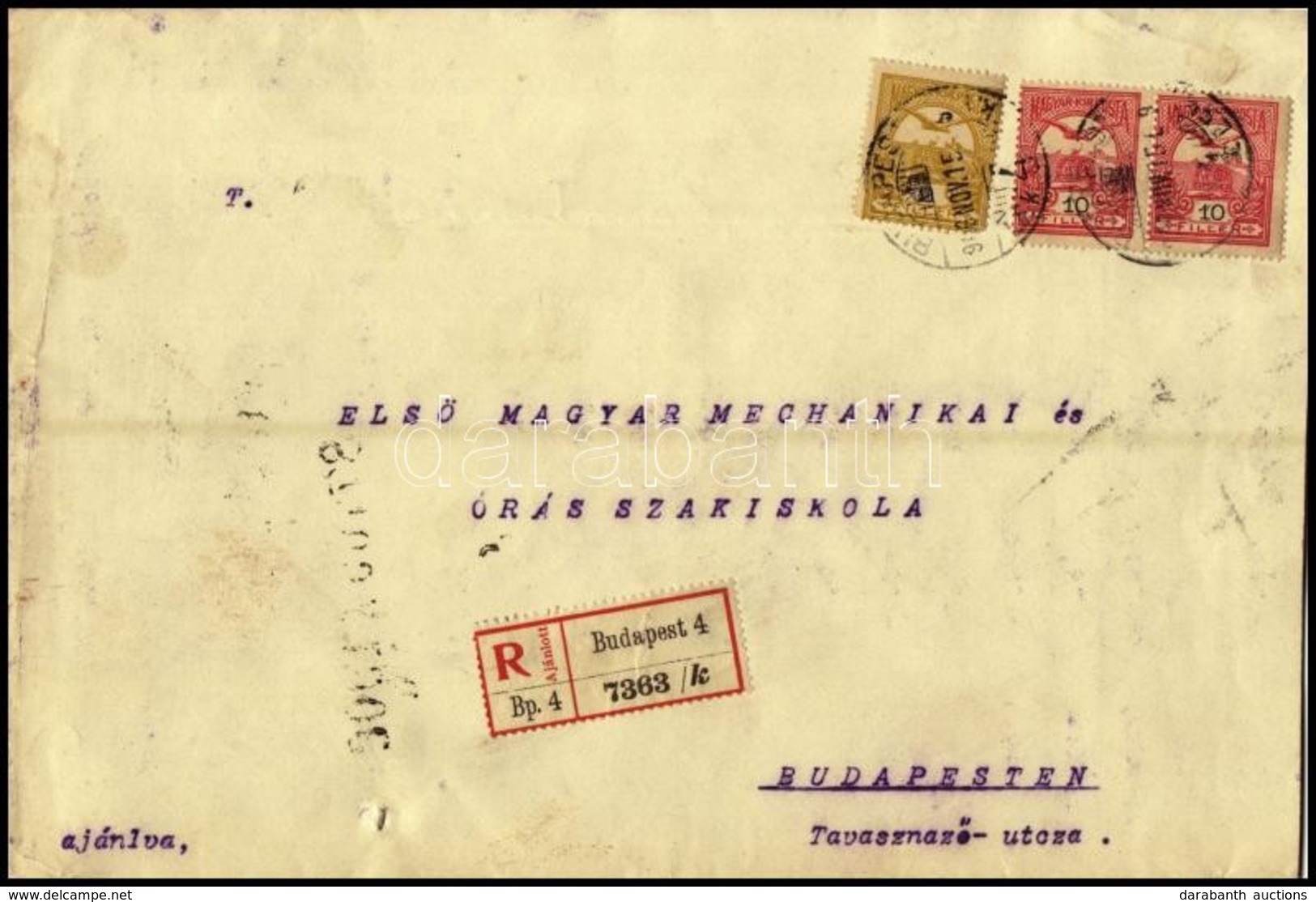 1906 Ajánlott Levél Turul 2f + 2 X 10f Bérmentesítéssel - Other & Unclassified