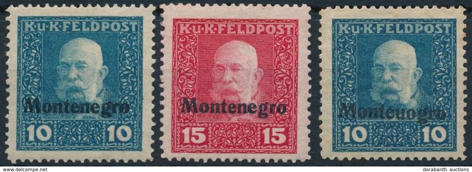 * Montenegro Részére 1917 Forgalmi  Sor + A 10h Monteuogro Felülnyomással - Autres & Non Classés