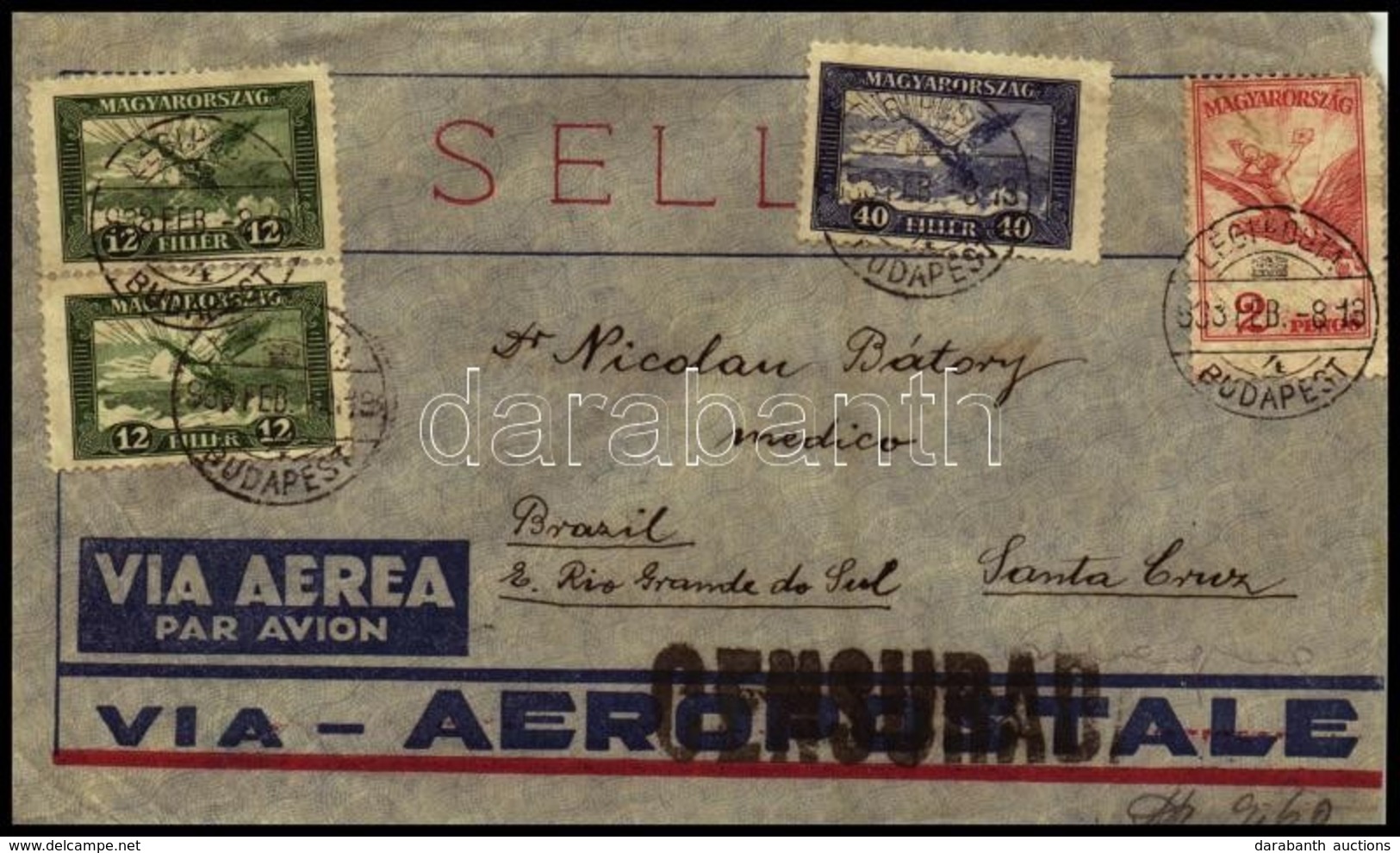 1933 Légi Levél Brazíliába - Other & Unclassified