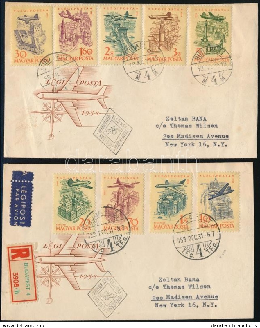 1958 Repülő (VI.) Sor 20Ft Záróérték Nélkül 2 FDC-n - Andere & Zonder Classificatie