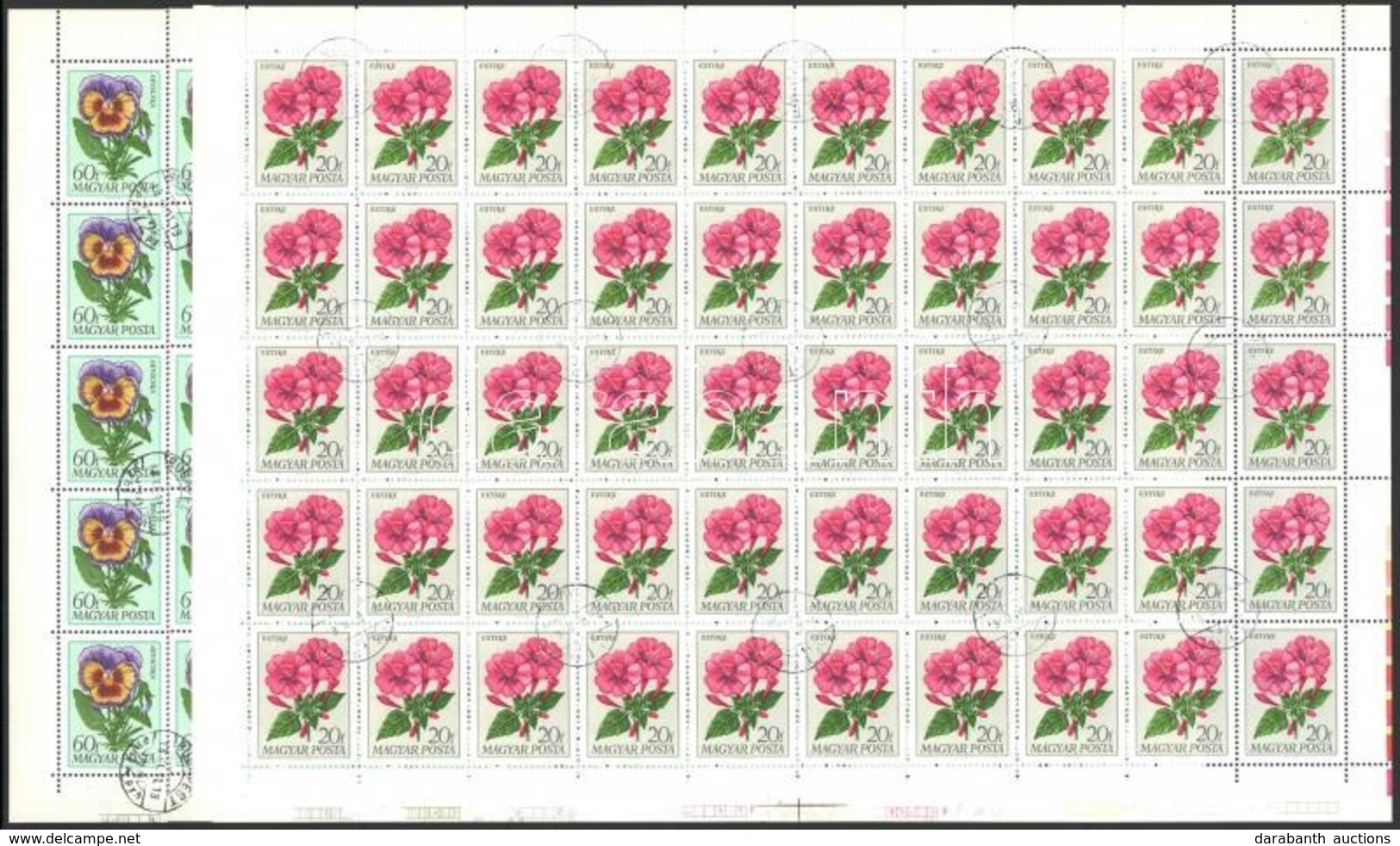O 1968 Virág (IX.) - Kerti Virágok 2 Db Teljes ívsor (20.000) - Sonstige & Ohne Zuordnung