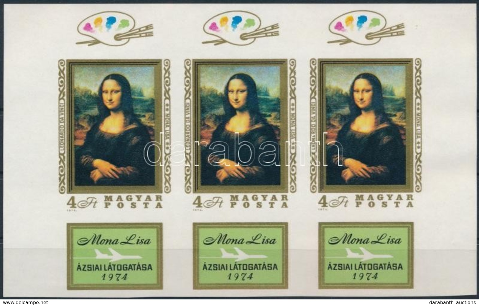 ** 1974 Mona Lisa ívsarki Szelvényes 3-as Csík (12.000) - Autres & Non Classés