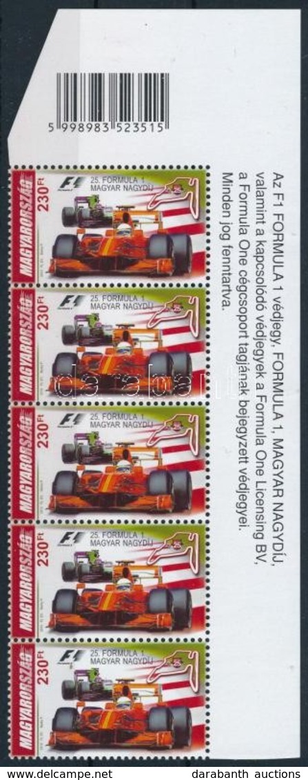 ** 2010 Formula 1 ívsarki ötöscsík Magyar Felirattal és Vonalkóddal (5.000) - Sonstige & Ohne Zuordnung