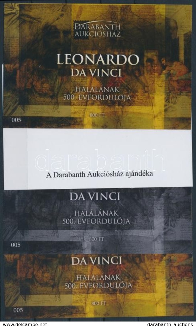 ** 2019 Leonardo Da Vinci Halálának 500. évfordulója 4 Db-os Emlékív Garnitúra Azonos Sorszámmal No 005 - Sonstige & Ohne Zuordnung